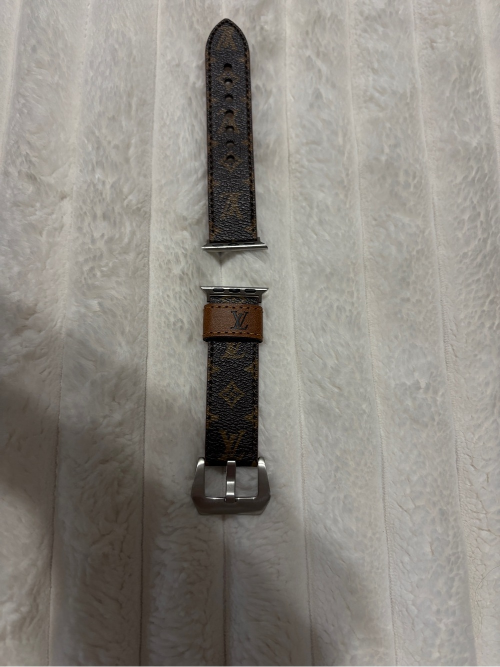 Louis Vuitton Brown Monogram Apple Watch Band with Tan Accent